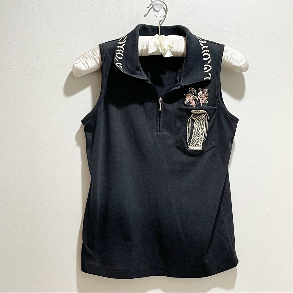 CORAL BAY Women’s Black Embroidered Animal Tank